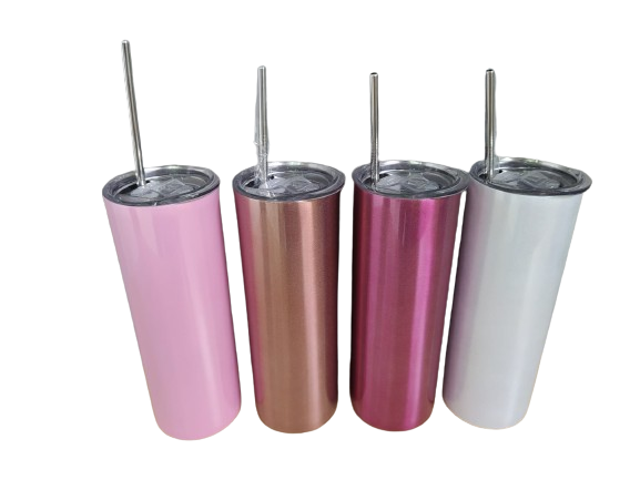 Copo Térmico Inox Parede Dupla com Canudo Inox e Tampa em Acrílico