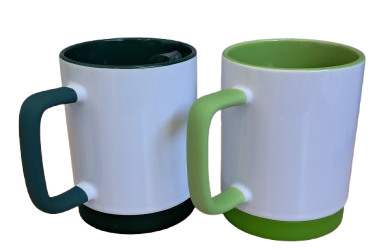 Caneca de Cerâmica Branca com Alça Soft e Base em Silicone com Interior Colorido. - Image 4