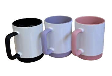 Caneca de Cerâmica Branca com Alça Soft e Base em Silicone com Interior Colorido. - Image 2