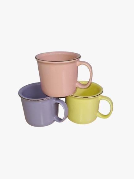 Caneca Enamel Borda Dourada/Prata 360ml