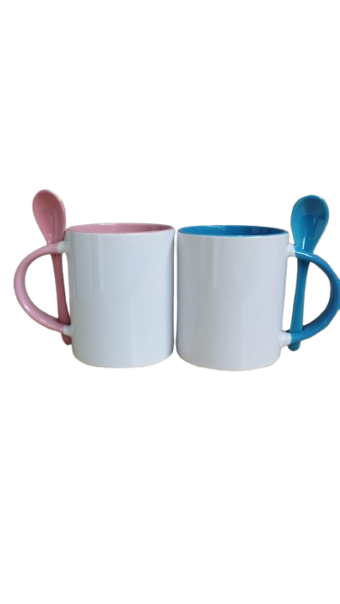 Caneca Reta com Colher 325ml