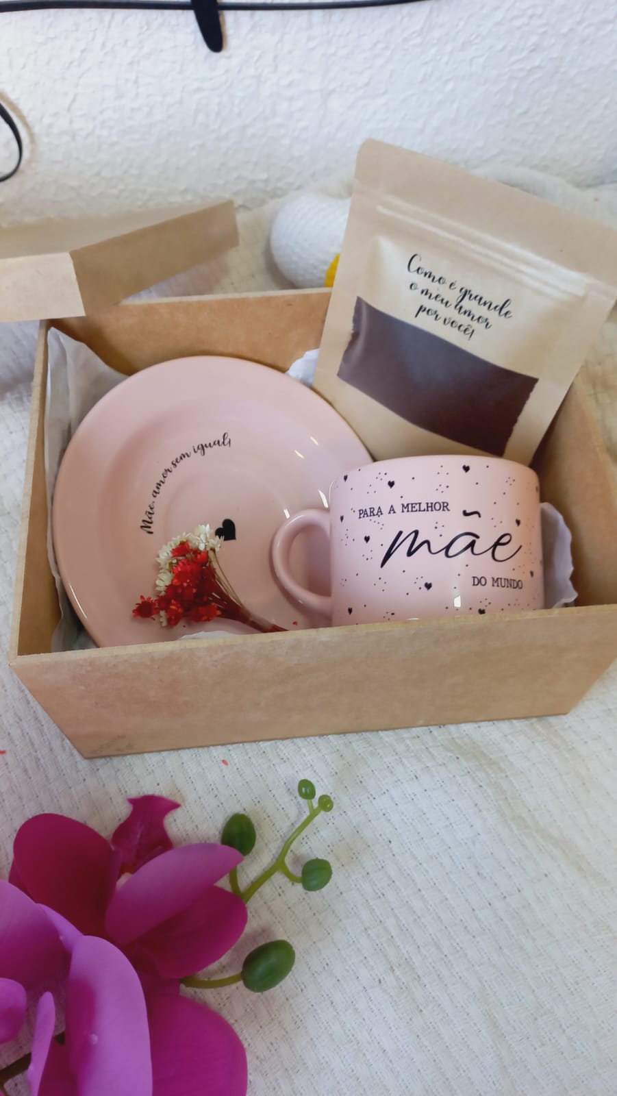 Kit Dia das Mães/Xícara com Pires Rosa