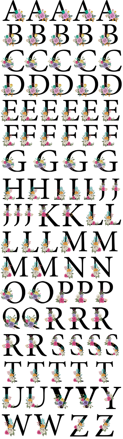 Arte Digital Alfabeto Floral 1 metro